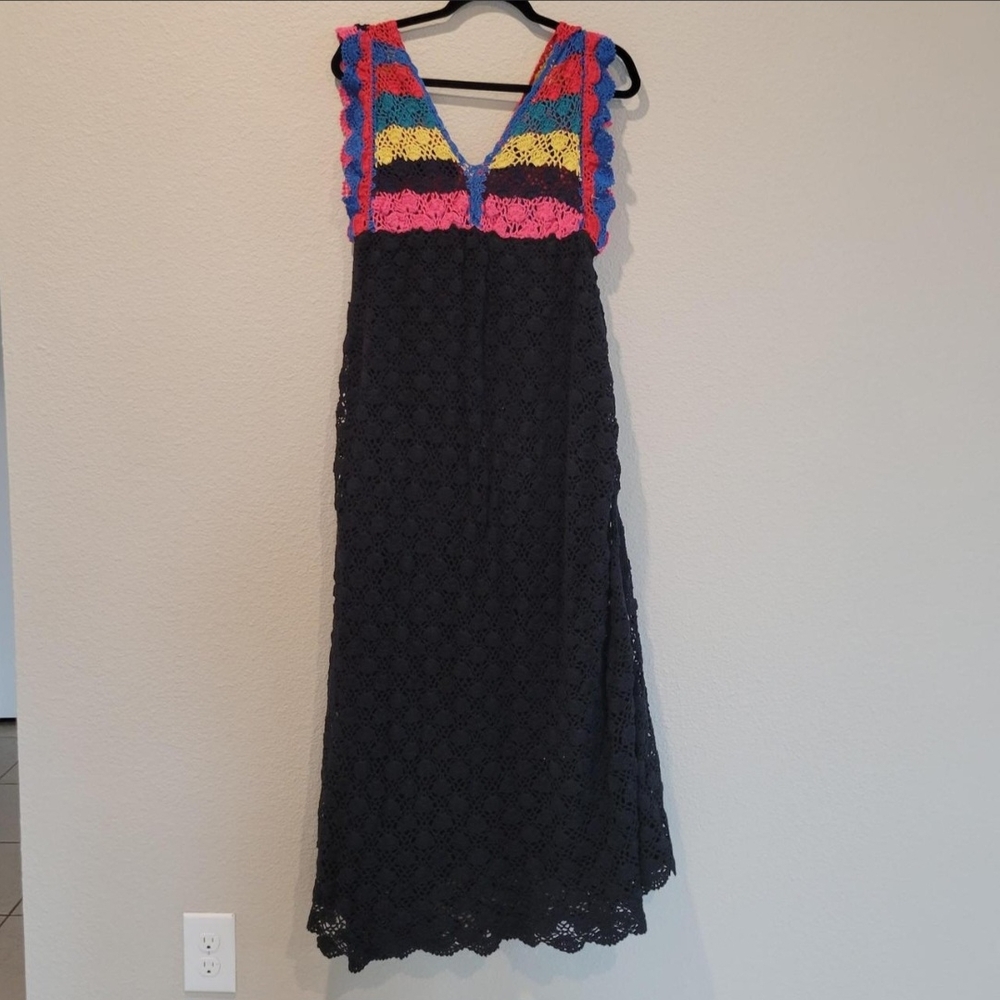 Zara Black and Pink Tiered Maxi Sundress